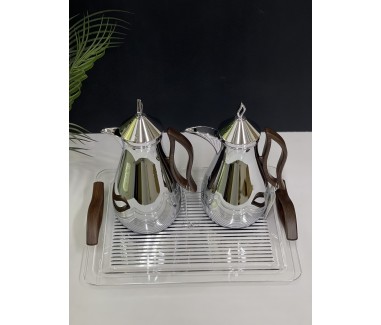 طقم ترامس مكس خشبي مع صينية 