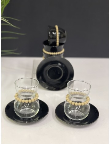 طقم ضيافة 36 قطعة بيج واسود