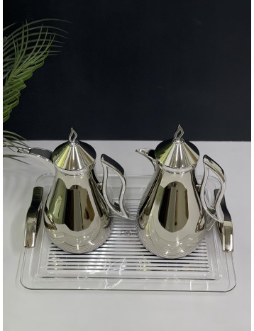 طقم ترامس فضي مع صينية 