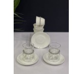 طقم ضيافة 36 قطعة ابيض وفضي