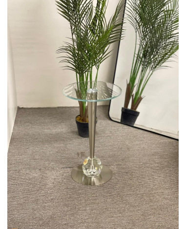 طاولة خدمة بقاعدة كريستال فضي