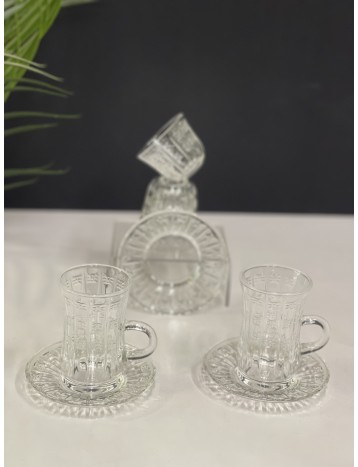 طقم كاسات وفناجيل شفافة