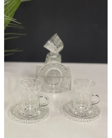 طقم كاسات وفناجيل شفافة