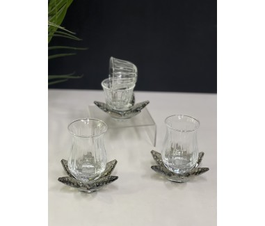 طقم 18 قطعة كريستال اسود