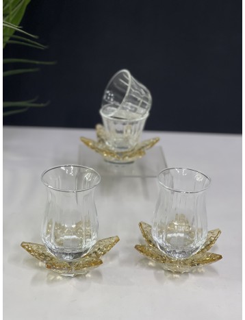 طقم ضيافة كريستال عسلي 