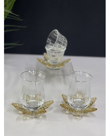 طقم ضيافة كريستال عسلي 